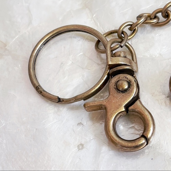 Brass Tone Fleur De Lis Rhinestone Key Chain NWOT 4.5” long - Picture 6 of 8